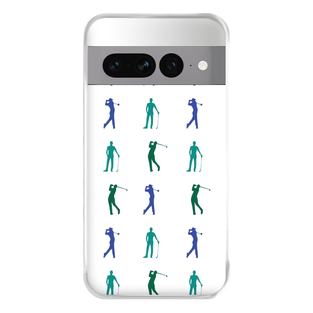 Golfer Silhouettes Pattern Phone Case for Google Pixel 7 Pro