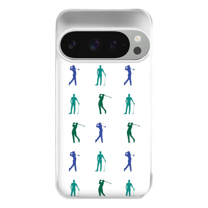 Golfer Silhouettes Pattern Phone Case for Google Pixel 9 Pro XL