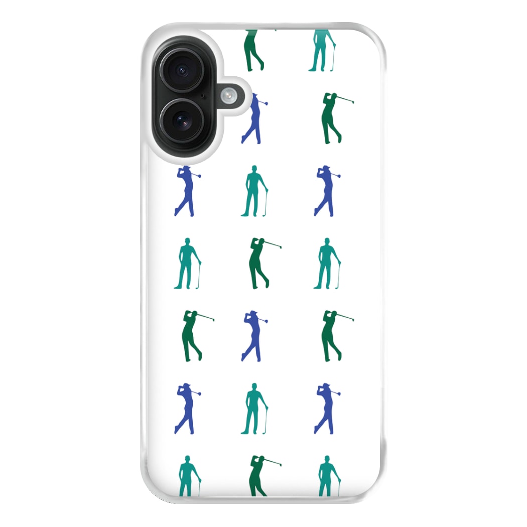 Golfer Silhouettes Pattern Phone Case for iPhone 16 Plus