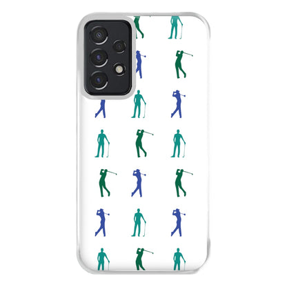 Golfer Silhouettes Pattern Phone Case for Galaxy A52 / A52s