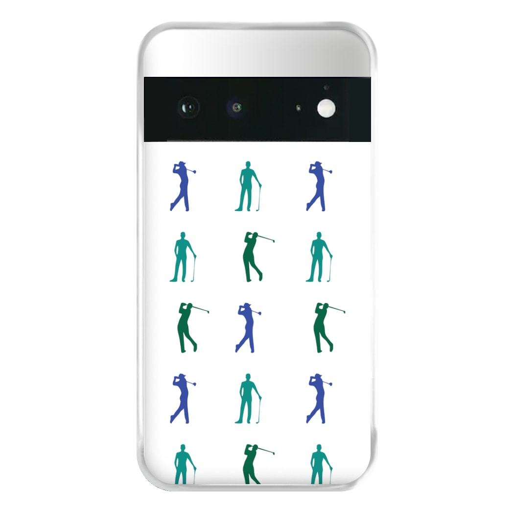 Golfer Silhouettes Pattern Phone Case for Google Pixel 6a