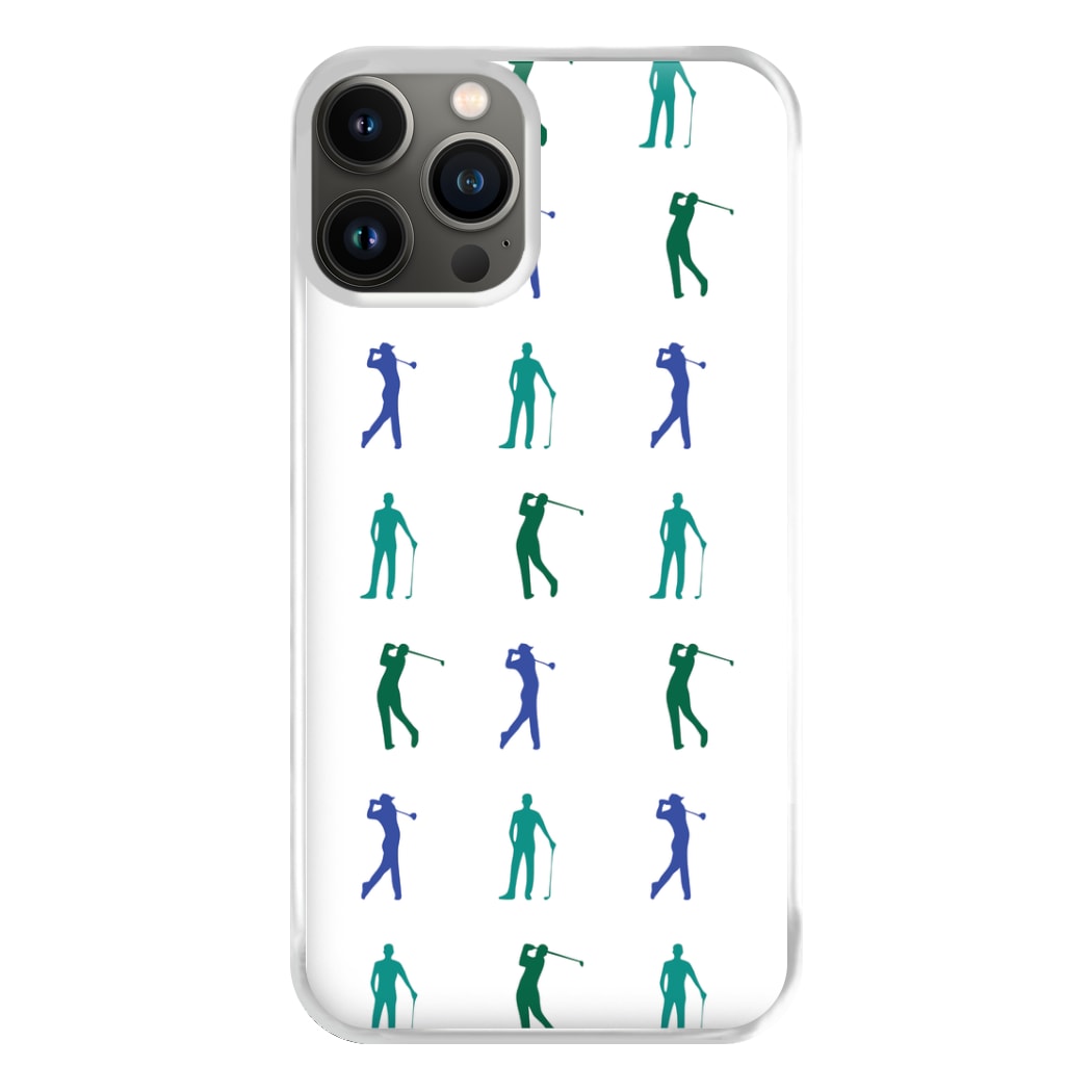 Golfer Silhouettes Pattern Phone Case for iPhone 13 Pro Max