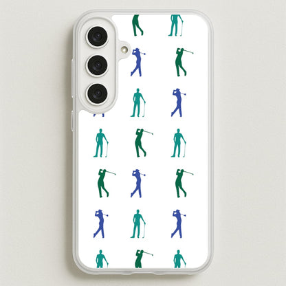 Golfer Silhouettes Pattern Phone Case for Galaxy S25FE