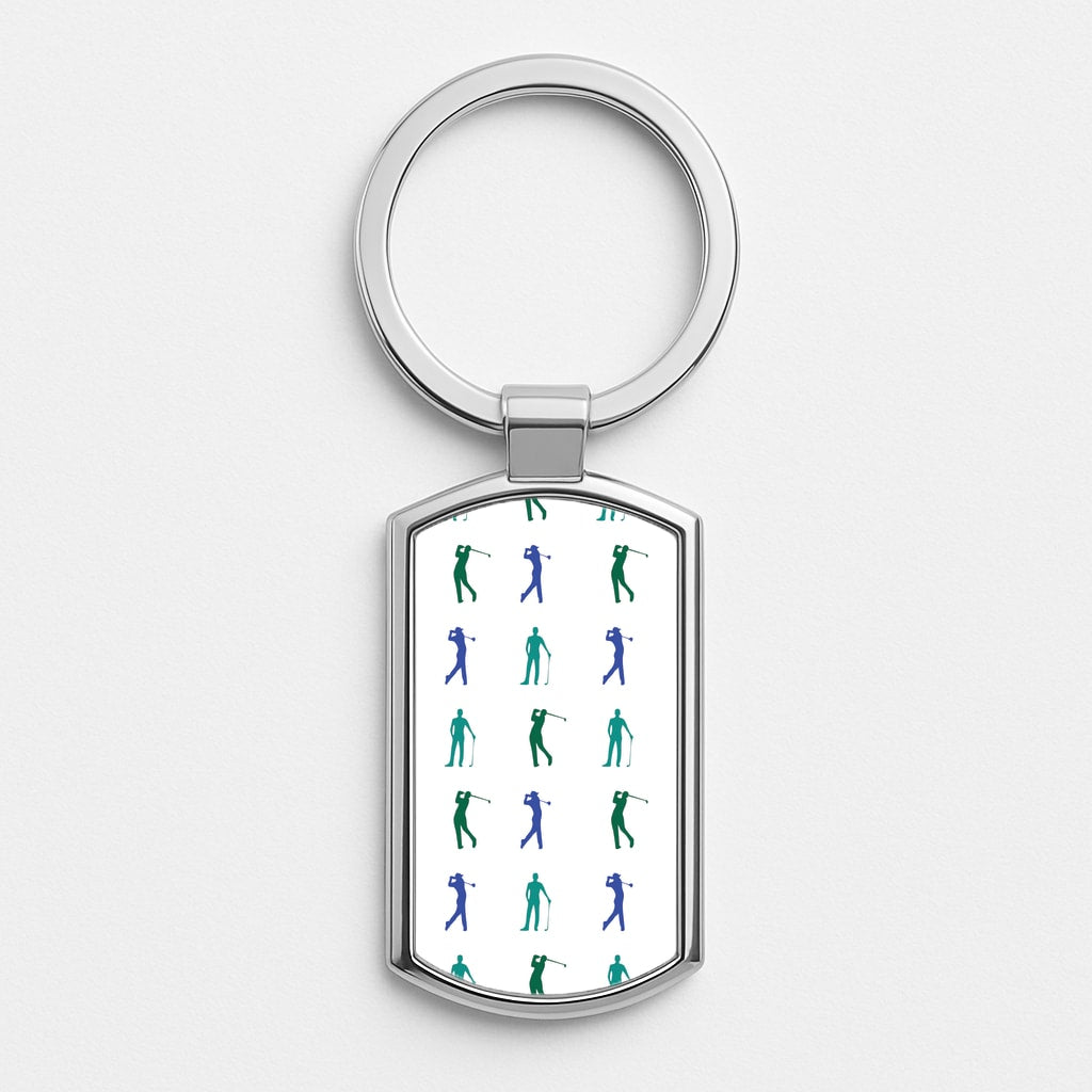 Golfer Silhouettes Pattern Luxury Keyring