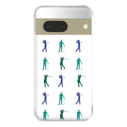 Golfer Silhouettes Pattern Phone Case for Google Pixel 7a