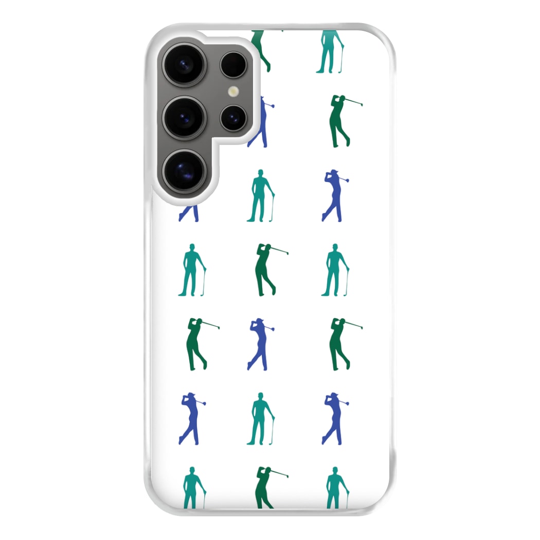 Golfer Silhouettes Pattern Phone Case for Galaxy S24 Ultra