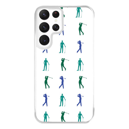 Golfer Silhouettes Pattern Phone Case for Galaxy S22 Ultra