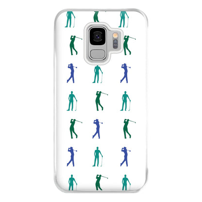 Golfer Silhouettes Pattern Phone Case for Galaxy S9 Plus