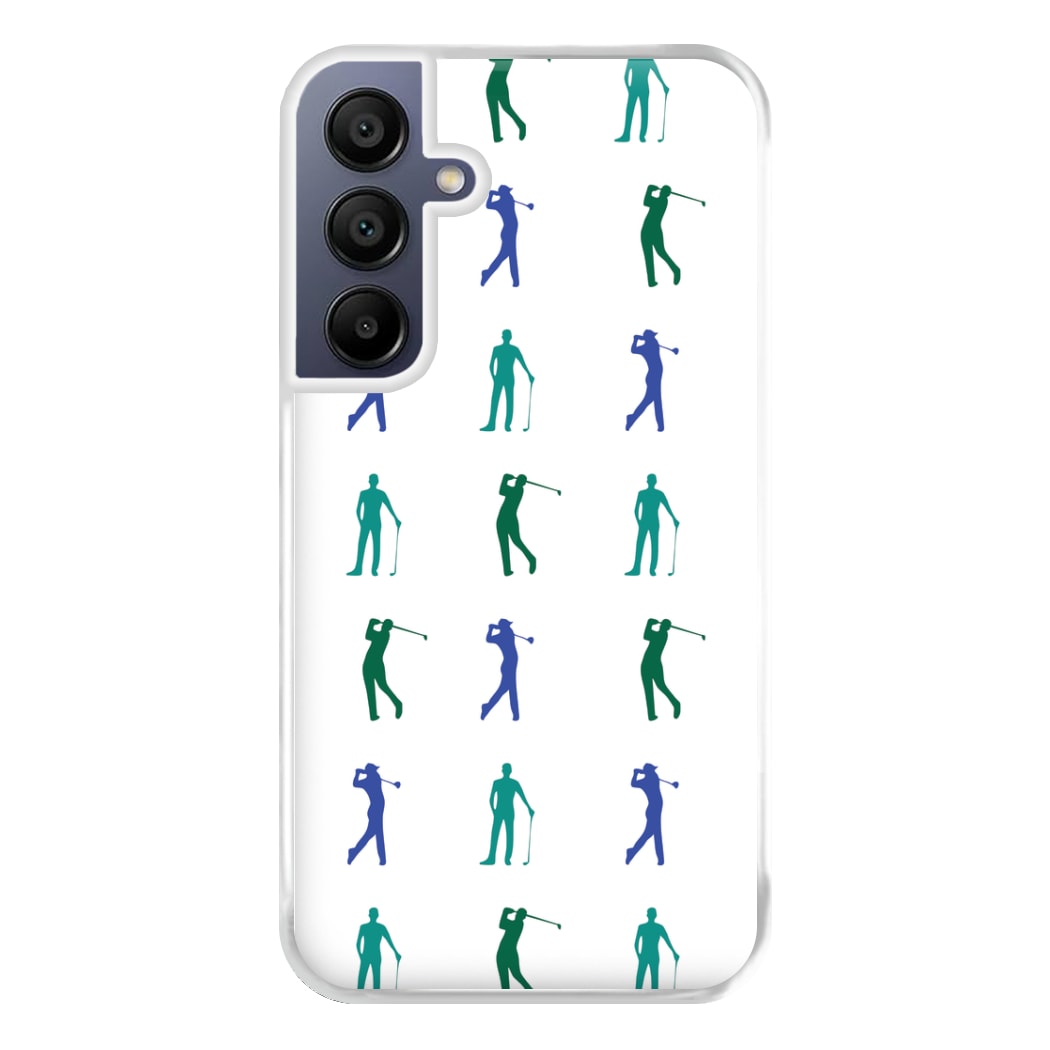 Golfer Silhouettes Pattern Phone Case for Galaxy A16