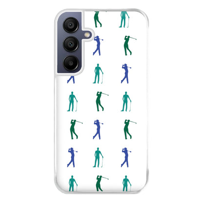 Golfer Silhouettes Pattern Phone Case for Galaxy A16