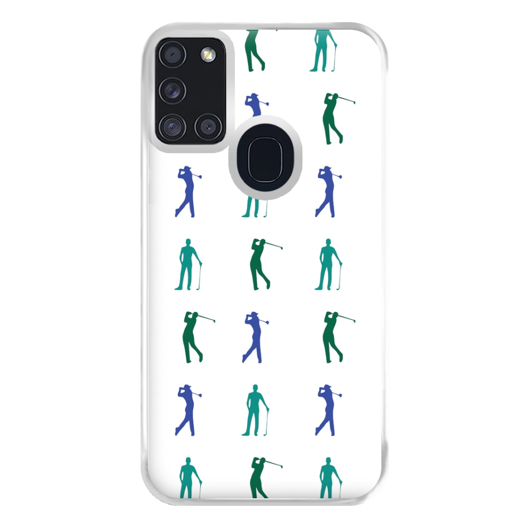 Golfer Silhouettes Pattern Phone Case for Galaxy A21s