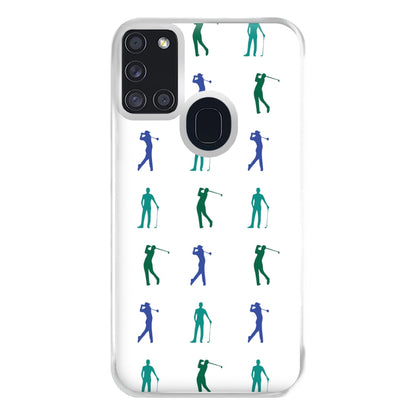 Golfer Silhouettes Pattern Phone Case for Galaxy A21s