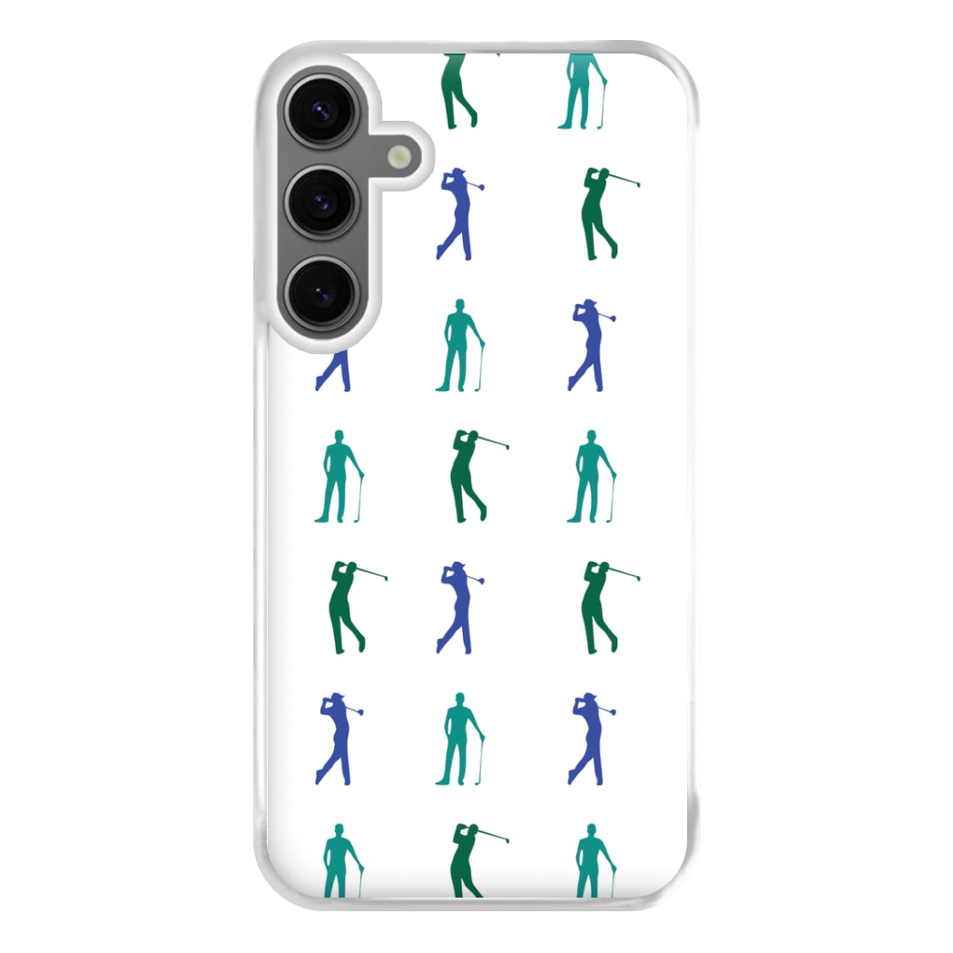 Golfer Silhouettes Pattern Phone Case for Galaxy S24FE