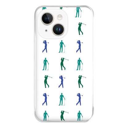 Golfer Silhouettes Pattern Phone Case for iPhone 14 Plus