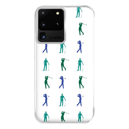 Golfer Silhouettes Pattern Phone Case for Galaxy S20 Ultra