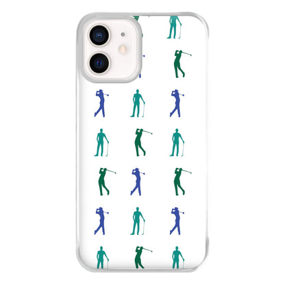 Golfer Silhouettes Pattern Phone Case for iPhone 13 Mini