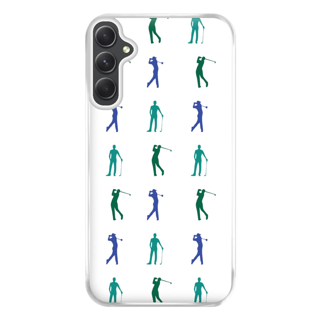 Golfer Silhouettes Pattern Phone Case for Galaxy A54