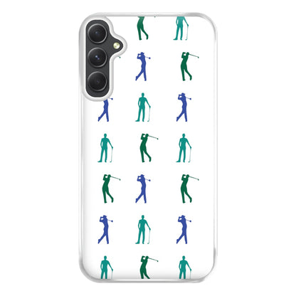 Golfer Silhouettes Pattern Phone Case for Galaxy A14