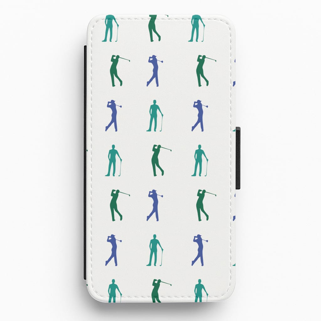 Golfer Silhouettes Pattern Flip / Wallet Phone Case