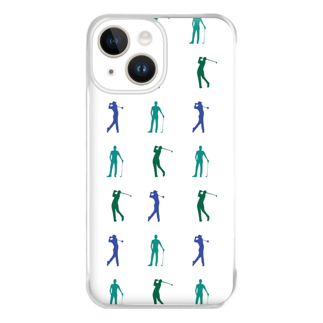 Golfer Silhouettes Pattern Phone Case for iPhone 14