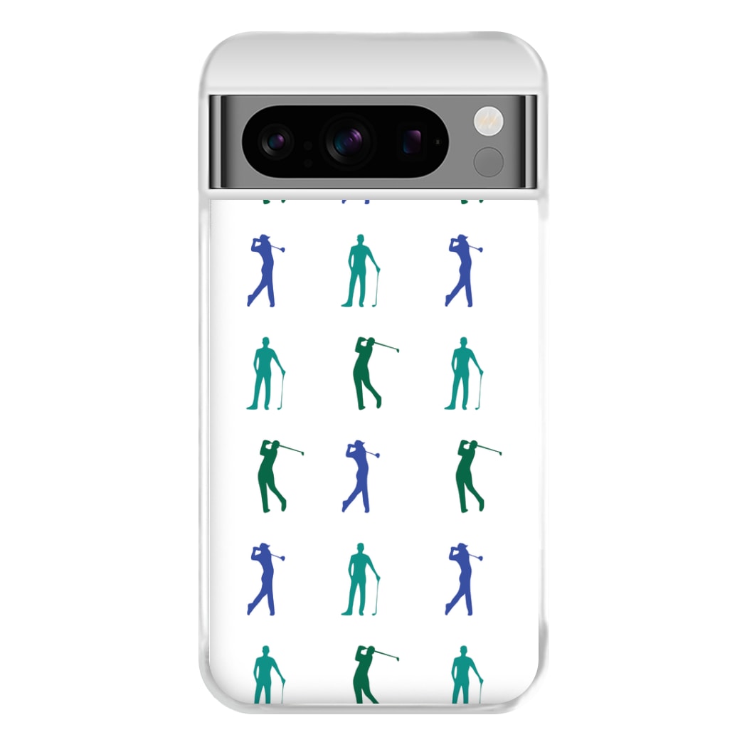 Golfer Silhouettes Pattern Phone Case for Google Pixel 8 Pro