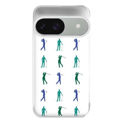 Golfer Silhouettes Pattern Phone Case for Google Pixel 9 / 9 Pro