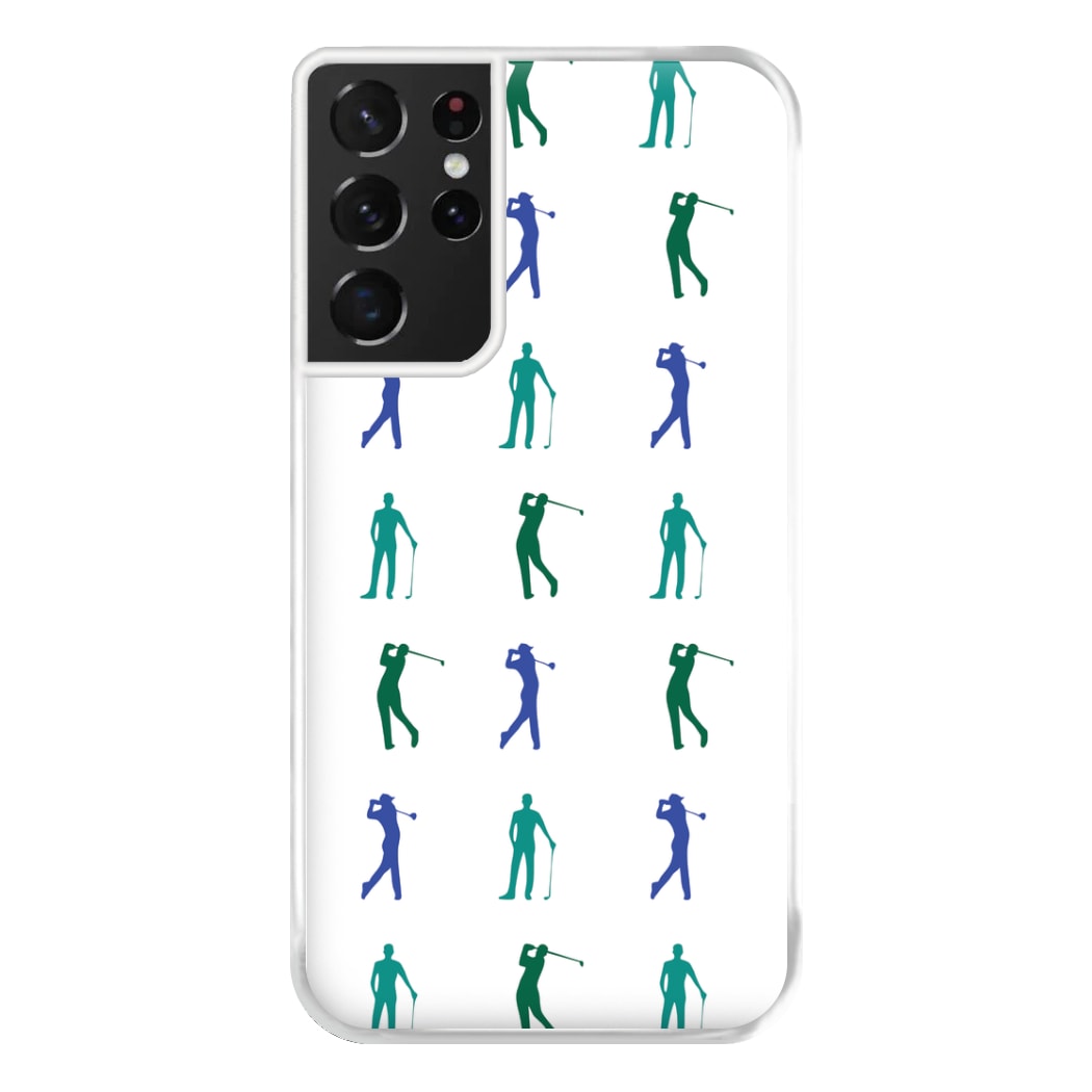 Golfer Silhouettes Pattern Phone Case for Galaxy S21 Ultra