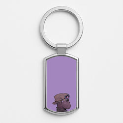 Purple 2d Silver Keyring
