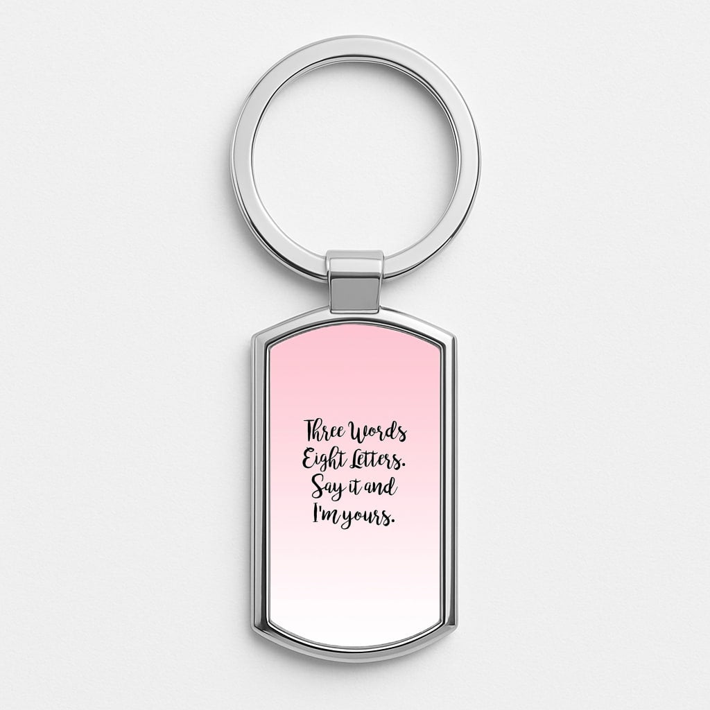 Three Words, Eight Letters - Gossip Silver Keyring