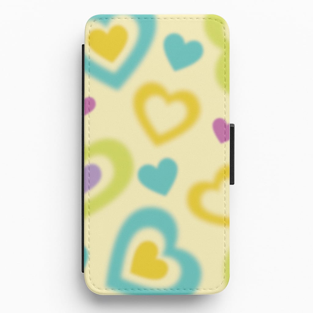 Multicoloured Hearts Gradient Pattern Flip / Wallet Phone Case