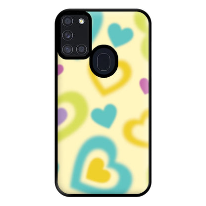 Multicoloured Hearts Gradient Pattern Phone Case for Galaxy A21s