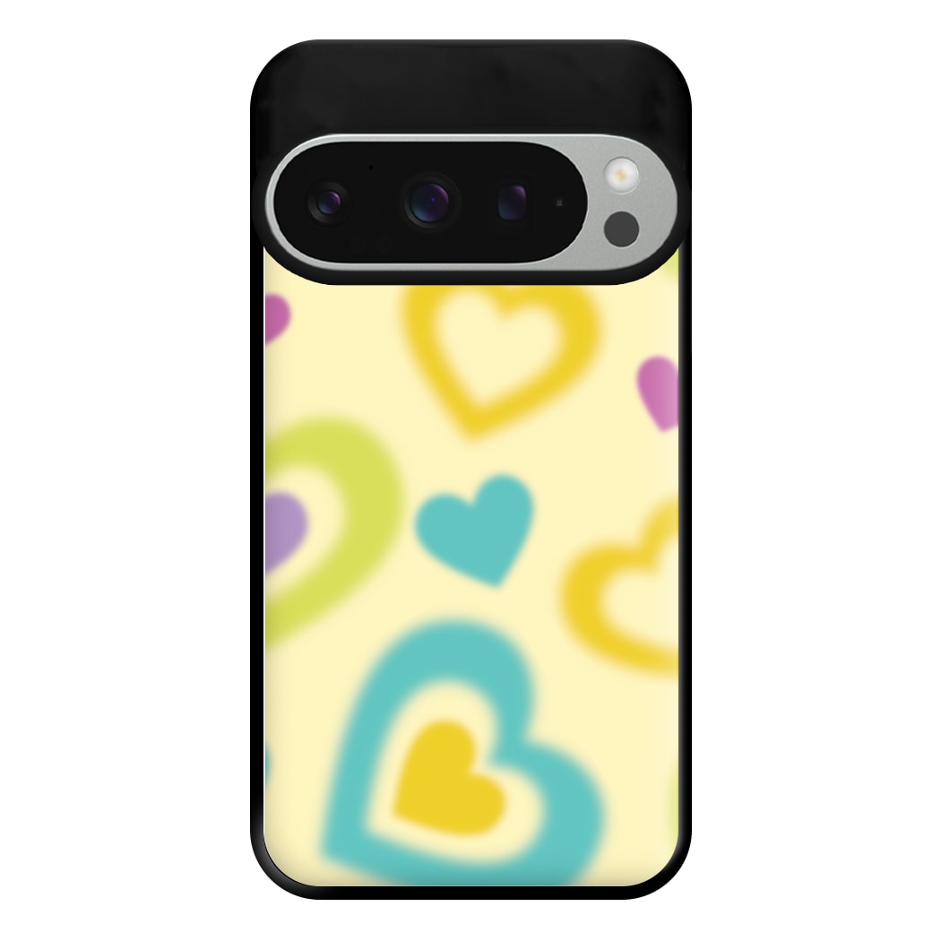 Multicoloured Hearts Gradient Pattern Phone Case for Google Pixel 9 Pro XL