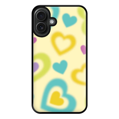 Multicoloured Hearts Gradient Pattern Phone Case for iPhone 16 Plus