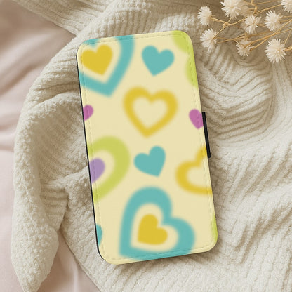 Multicoloured Hearts Gradient Pattern Wallet Phone Case