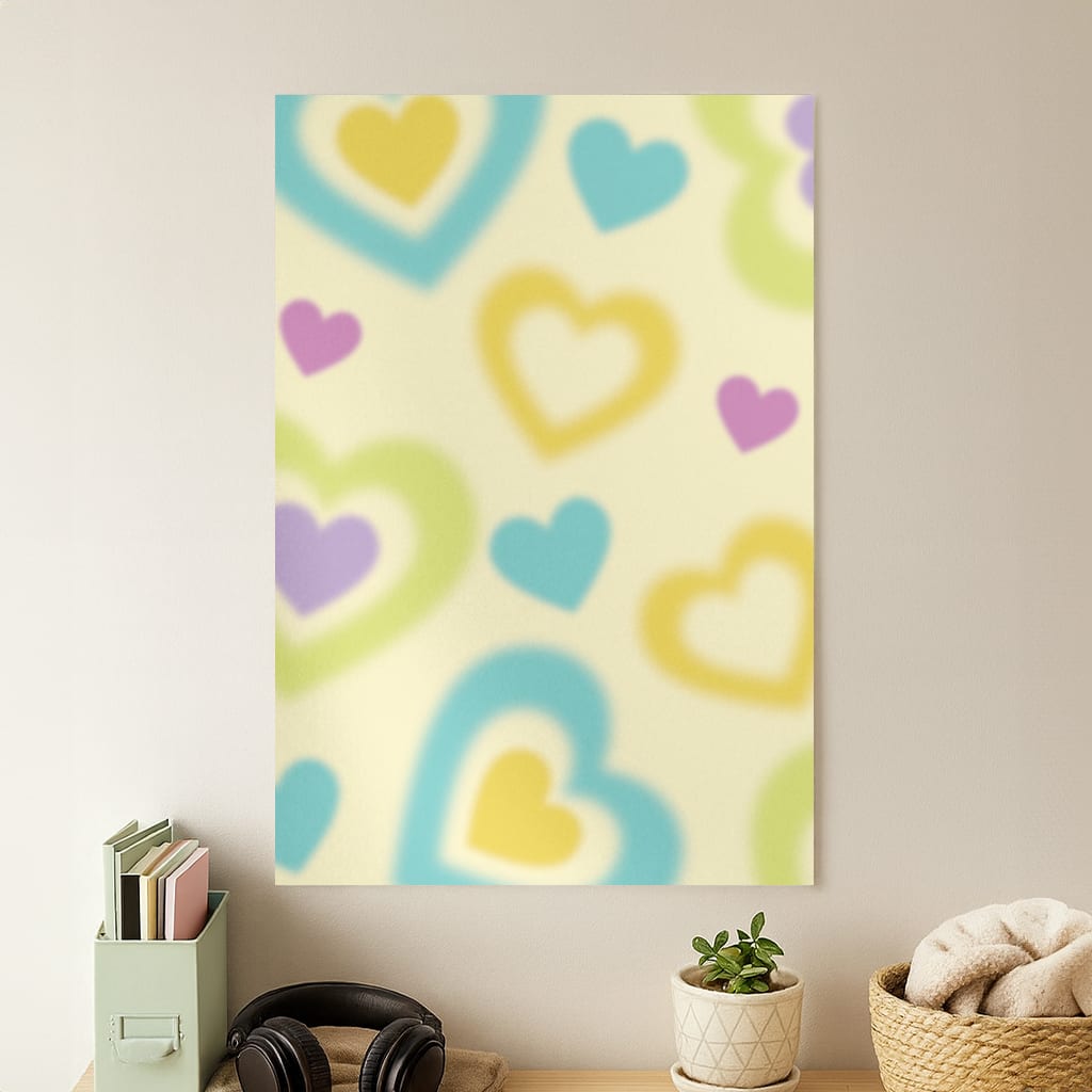 Multicoloured Hearts Gradient Pattern Poster