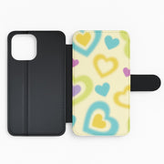 Multicoloured Hearts Gradient Pattern Flip / Wallet Phone Case 2