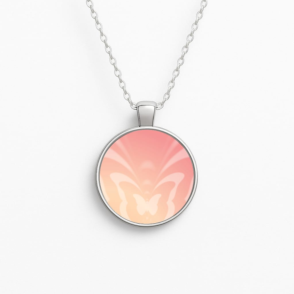 Butterfly Gradient Pink Circle Necklace