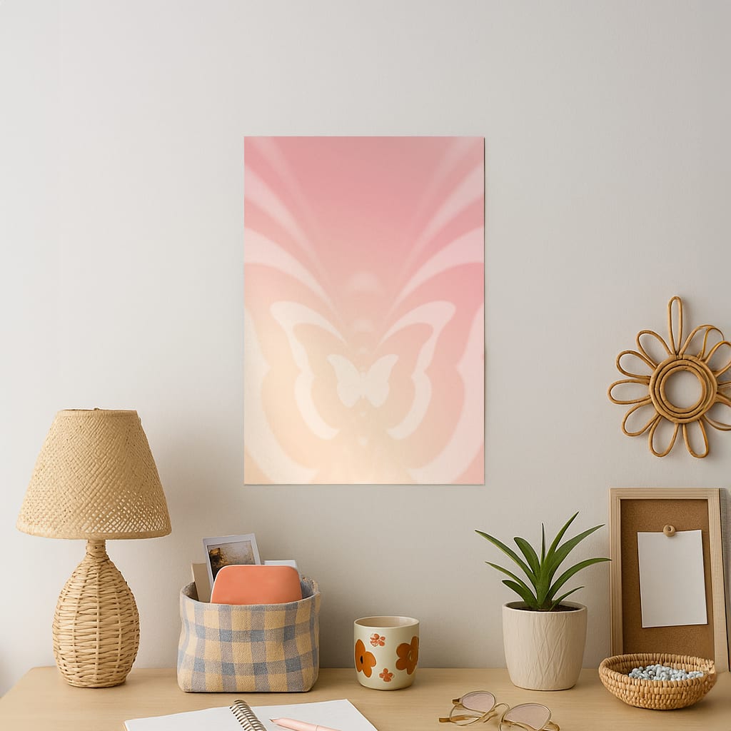 Butterfly Gradient Pink Art Print