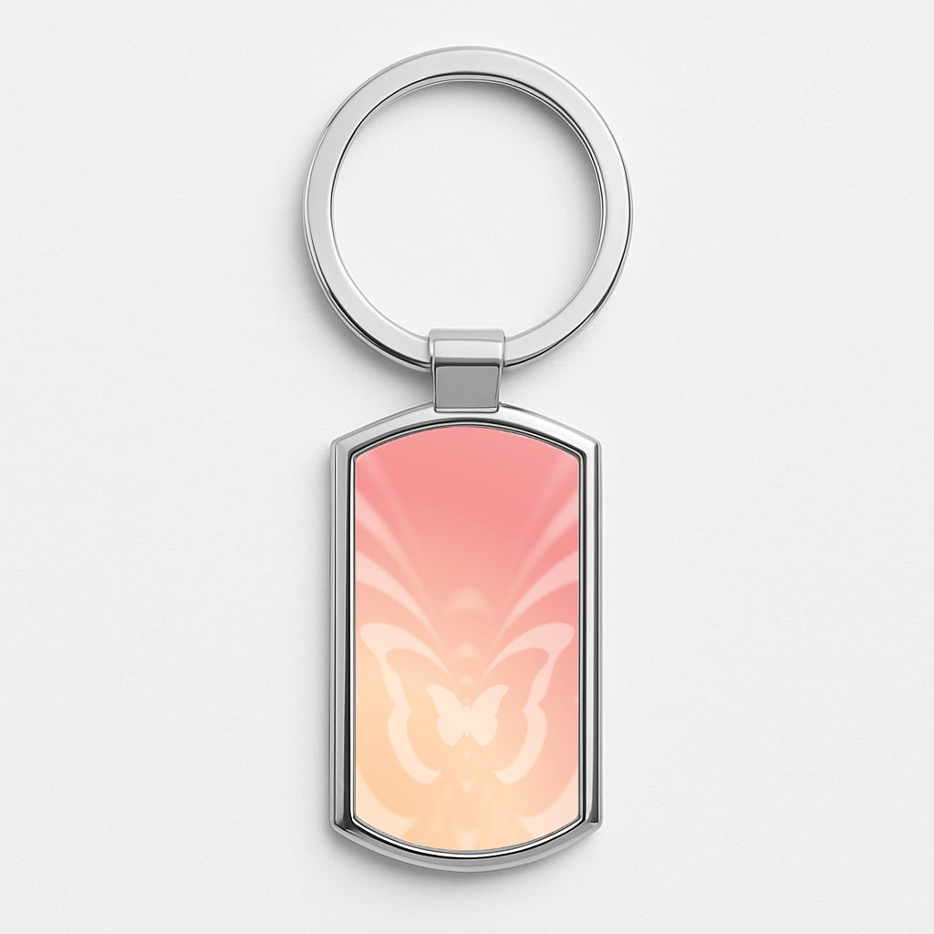 Butterfly Gradient Pink Silver Keyring