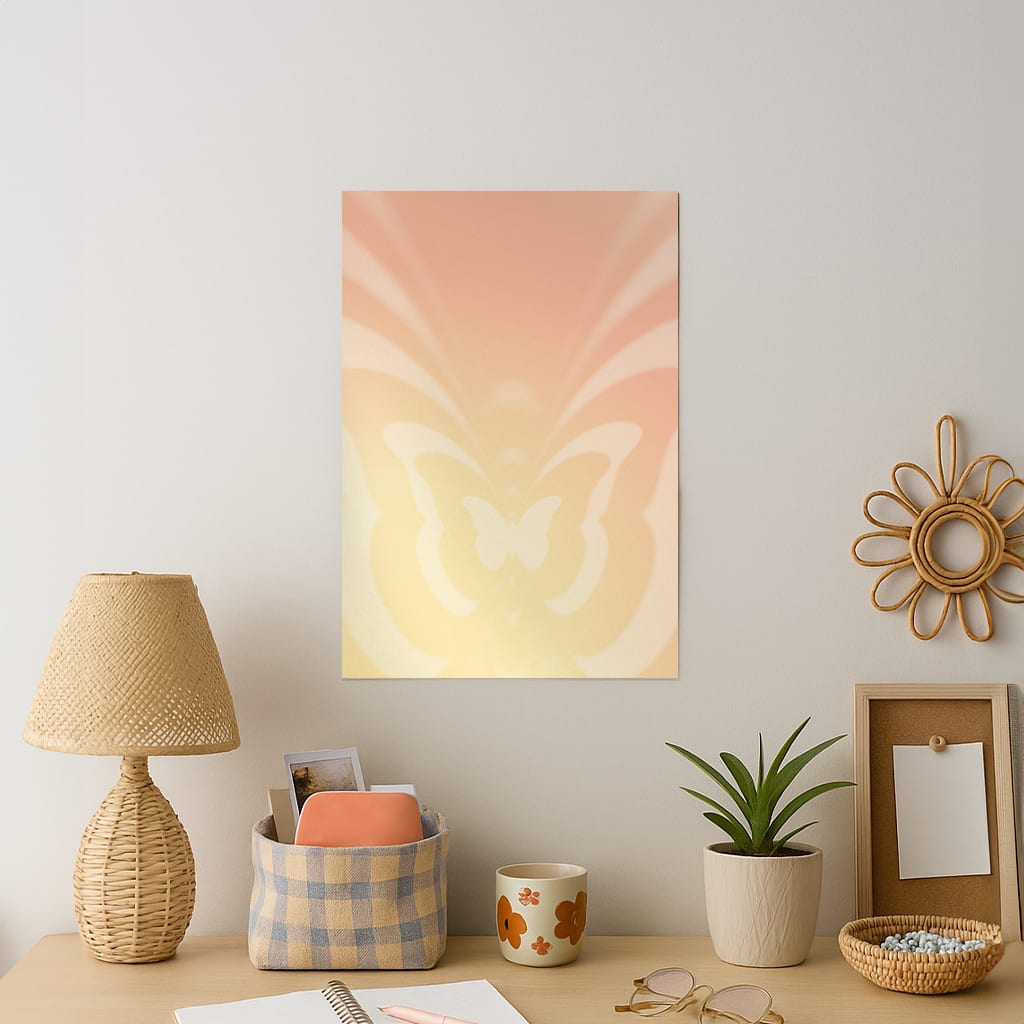 Butterfly Gradient Yellow Art Print