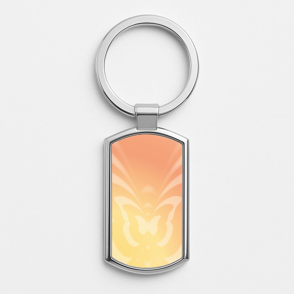 Butterfly Gradient Yellow Silver Keyring