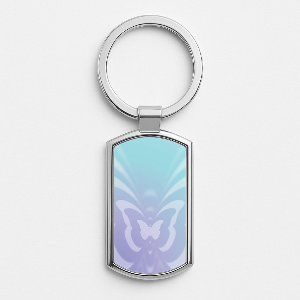 Butterfly Gradient Purple Silver Keyring