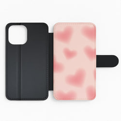 Gradient Red Hearts Pattern Flip Phone Case