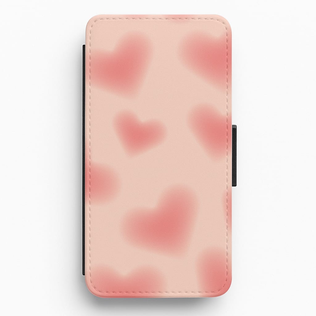 Gradient Red Hearts Pattern Flip / Wallet Phone Case