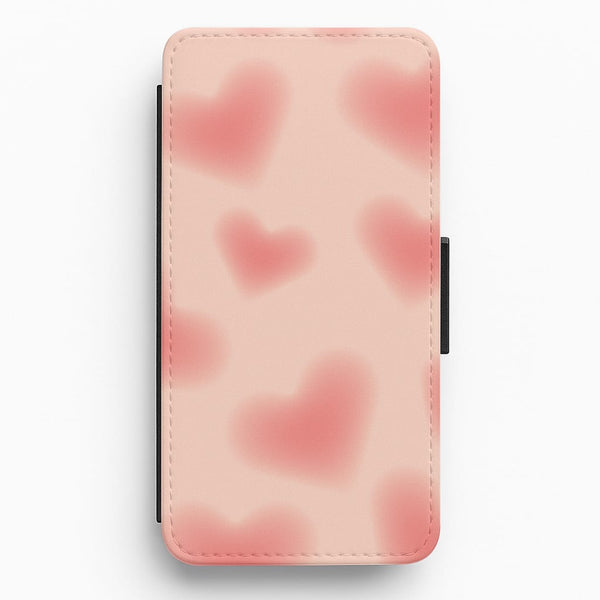 Gradient Red Hearts Pattern Flip / Wallet Phone Case