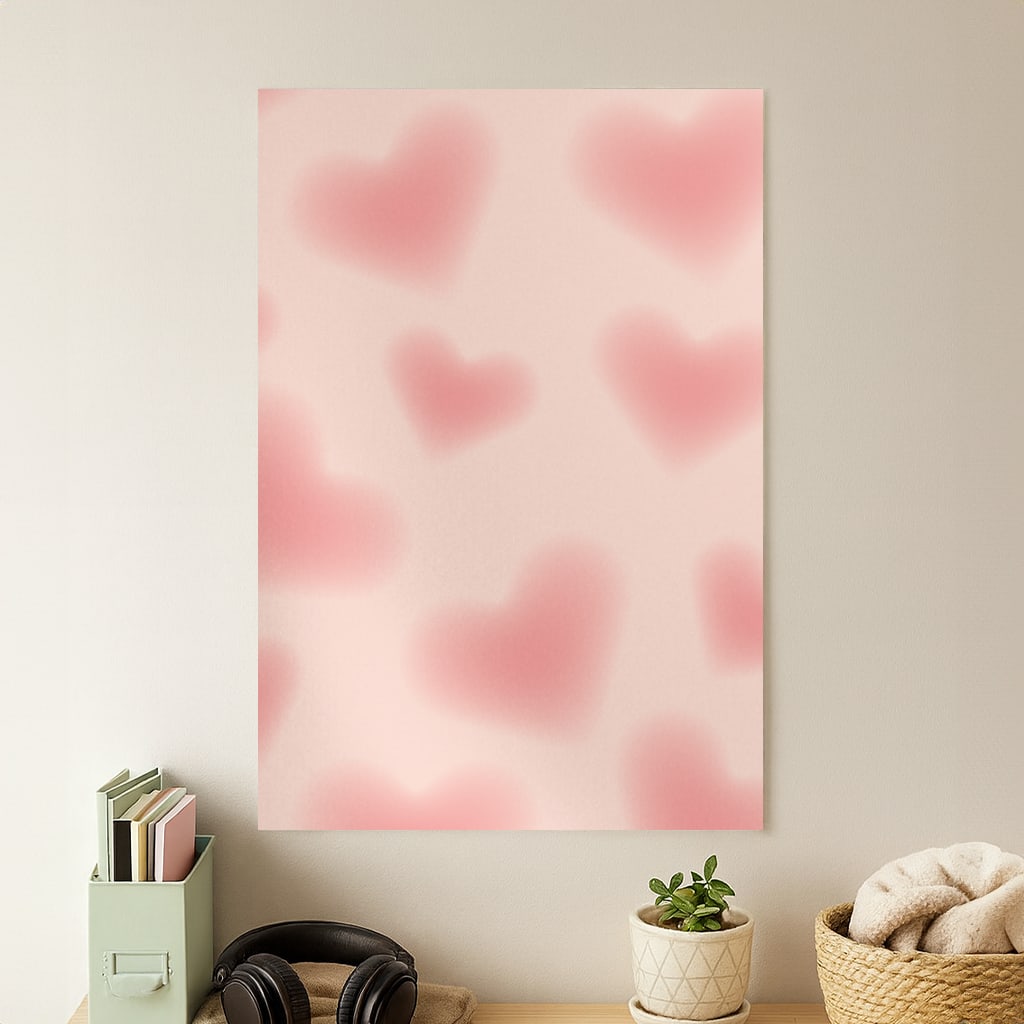 Gradient Red Hearts Pattern Poster