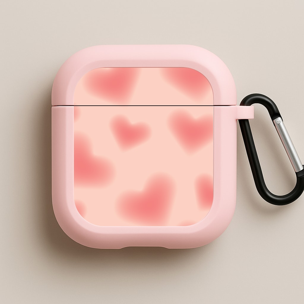 Gradient Red Hearts Pattern Pink AirPods Case
