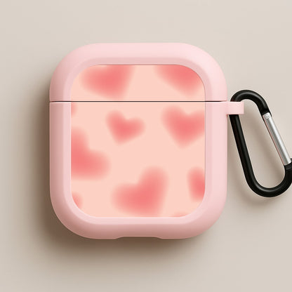 Gradient Red Hearts Pattern Pink AirPods Case