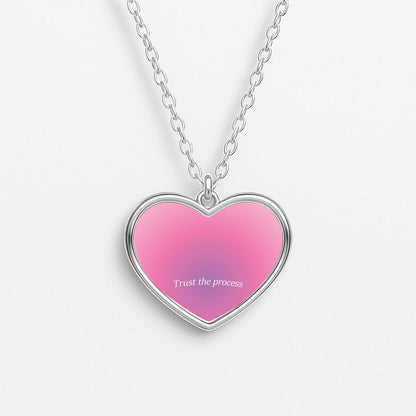 Trust The Process Pink Gradient Heart Necklace