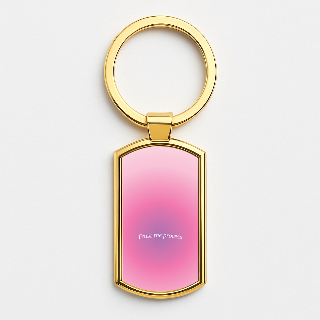 Trust The Process Pink Gradient Gold Keyring